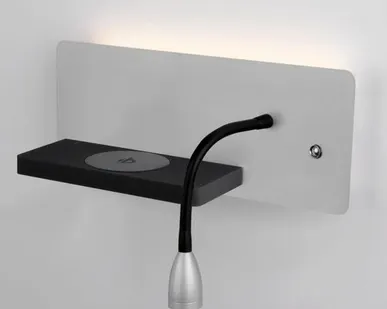 фото Настенный светодиодный светильник с беспроводной зарядкой Kofro L LED (левый) MRL LED 1112 серебро/чёрный