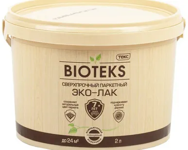 фото Лак паркетный сверхпрочный ЭКО-ЛАК BIOTEKS бесцветный глянцевый 2л