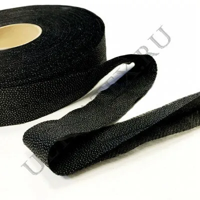 Фото №0 Лента нитепрошивная по косой со строчкой LNK-30х2, 30мм (двойная), черный, рул 100м