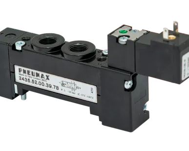 фото 2435.52.00.39.78 - Распределитель пневматический с электромагнитным управлением FLAT, 5/2, G1/8", 800 нл/мин, ЭлПнУправление - Пружина, =24В
