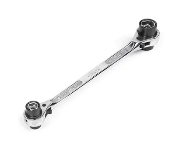 фото Ключ 8 в 1 комбинированный трещоточный реверсивный 10х13-14х17-19х22-24х27 хром HORTZ