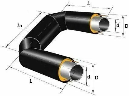 Фото №0 П-образный элемент ППУ-ПЭ 159 Тип 2 из черной трубы