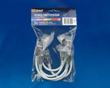 фото Коннектор для ленты 220В UCX-SK4/B67-RGB CLEAR 005 POLYBAG Соединитель (провод) для светодиодных лент 220В 5050, 4 контакта, цвет прозрачный, 5 штук в пакете