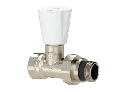 фото Вентиль для радиатора прямой с прокладкой, латунь 1/2", никель, РТП