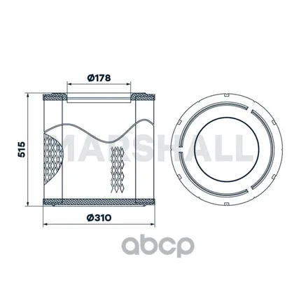 Фото №0 Фильтр воздушный (внешний) MARSHALL - MA781640 MARSHALL арт. MA781640