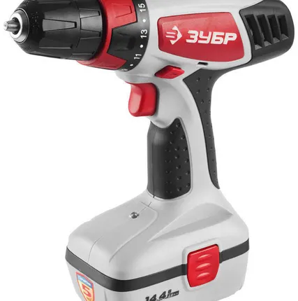 Фото №0 Зубр Дрель-шуруповерт ЗУБР аккум, 10мм, 0-400/0-1150об/мин, 2.0 А/ч, 14.4В,