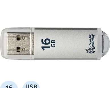 фото Флеш-память Smartbuy V-Cut, 16Gb, USB 2.0, сереб, SB16GBVC-S
