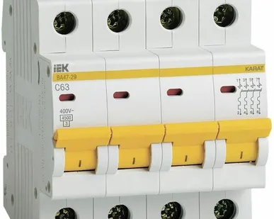 фото Выключатель автоматический модульный 4п C 63А 4.5кА ВА47-29 KARAT IEK MVA20-4-063-C