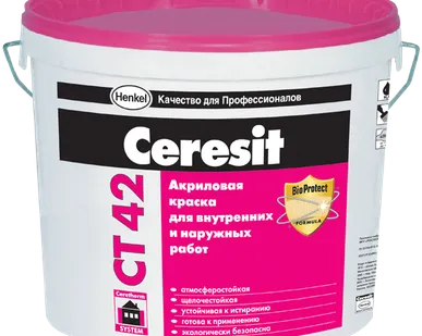 фото Акриловая краска для наружных и внутренних работ 15 л Ceresit CT 42
