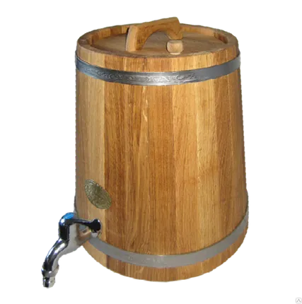 Фото №0 Жбан дубовый с обручами из нержавеющей стали, 15 л