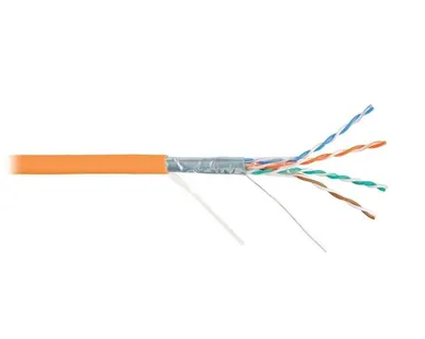 фото Кабель F/UTP 4 пары кат.5e (класс D) тест по ISO/IEC 100МГц ож BC (чистая медь) 24AWG (0.50мм) внутр. LSZH нг(А)-HFLTx оран. (уп.305м) NIKOLAN NKL 4200C-OR