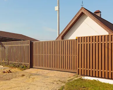 фото Автоматические откатные ворота Стандарт МАСТЕРОВИТ на винтовых сваях