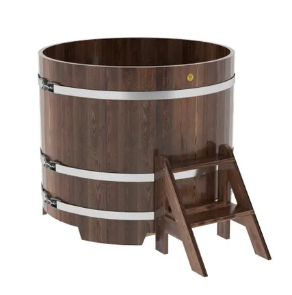 Фото №0 Купель для бани из лиственницы круглая  D = 1,17 м (мореная, полимерное покрытие, H = 1,0 м)