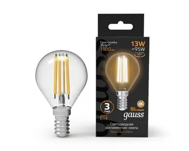 фото Светодиодная филаментная лампа Gauss Шар 13W 1100Lm 2700K E14 105801113
