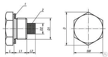 Фото №0 Пробка G 3/4 резьб.ш/г цил.труб.с дюйм.рез.с магнитом, AL