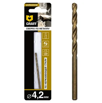 Фото №0 Сверло GRAFF Р6М5К5 по нержавеющей стали, 4.2мм