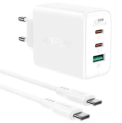 Фото №0 Сетевое з/у ACEFAST A13 PD65W USB-C+USB-C+USB-A 3-port charger set EU Цвет: белый