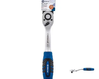 фото Трещоточная рукоятка 1/2" 250мм Кобальт 72 зуба изогнутая