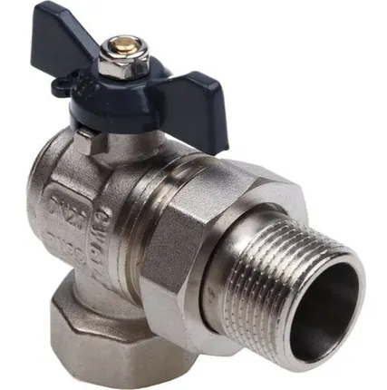 Фото №0 Кран шаровой 1/2 дюйма, рукоятка бабочка, угловой, американка, Aqualink 01171