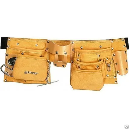 Фото №0 Пояс для инструментов из натуральной кожи, 10 карманов, 3 подвески STAYER