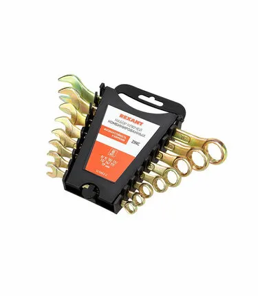 Фото №0 Набор ключей комбинированных (8-11, 13, 14, 17, 19мм), 8 шт., желтый цинк REXANT