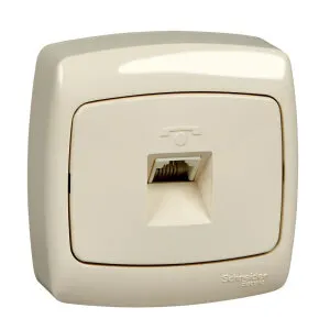 фото РОЗЕТКА ТЕЛЕФОННАЯ «РОНДО» О/У С МОНТ.ПЛ. (160В, 1А) СЛ.КОСТЬ