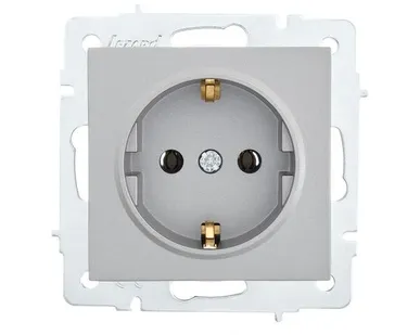 фото Розетка 1-м СП Vesna с заземл. ПБТ механизм платина LEZARD 742-3588-122B