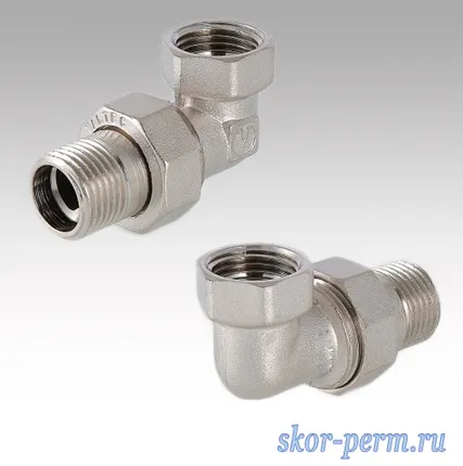 Фото №0 Соединитель угловой никелированный с накидной гайкой Ду25 (1&quot;)