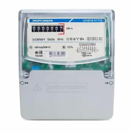 Фото №0 Счетчик ЦЭ6803В 3ф 5-60А класс точн. 1.0 1 тариф. универс. крепл. 230В 1 4 пров. М7Р32 Энергомера 101003001011073
