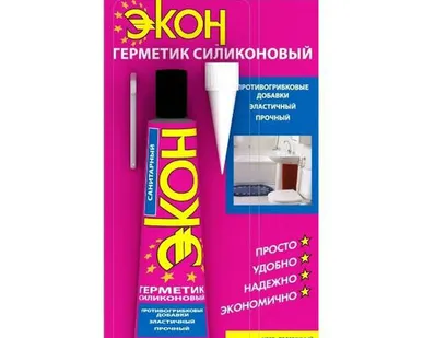 фото Герметик тюбик (блистер) силиконовый "ЭКОН" 75 мл бесцветный санитарный
