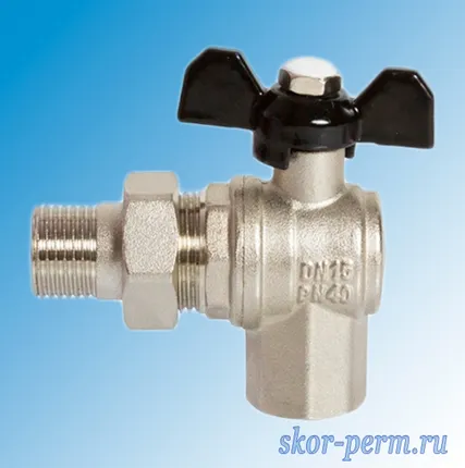 Фото №1 Кран шаровой 15 VERTUM бабочка, с накидной гайкой, угловой