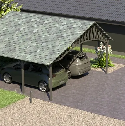 Фото №0 Двускатный навес №20 из гибкой черепицы 6,5х6,25 м