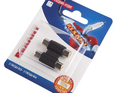фото Переходник аудио 2 гнезда RCA - 2 гнезда RCA бинокль блист. Rexant 06-0165-A