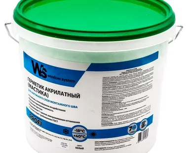 фото WINDOW SYSTEM Акриловый Герметик для Наружного Монтажного Шва (Белый), Ведро 7 кг.