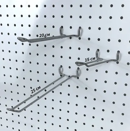 Фото №0 Еврокрючок для перфорированной панели L=150мм d=4мм, шаг 50мм, цинк