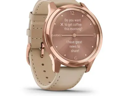 фото Часы Garmin Vivomove Luxe розовое золото со светло-песочным кожаным ремешком
