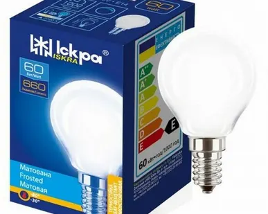 фото Лампа накаливания 'шар' матовая 60Вт Е14 Искра