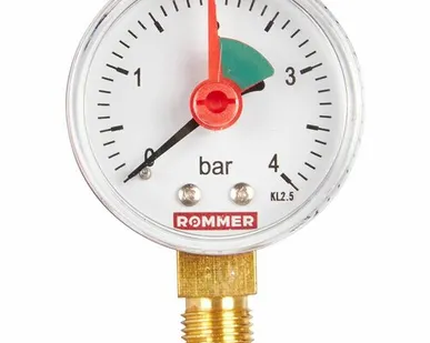 фото Манометр радиальный ROMMER 50 мм с указателем предела 1/4