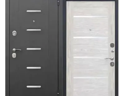 фото Дверь входная Гарда 7,5см (Ferroni) металл с молдингом/царга,Черный муар/Лиственница бежевая 2050х960мм, ПРАВАЯ