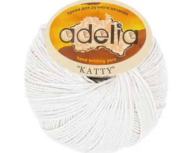 фото Пряжа ADELIA "KATTY" 100% шерсть 50 г 150 м №01 БЕЛЫЙ