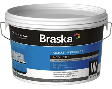фото Краска моющаяся для детских и медицинских учреждений BRASKA