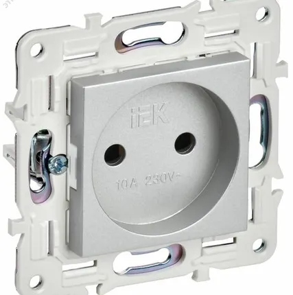 Фото №0 SKANDY Розетка без заземления без защитных шторок 10А SK-R02S серебряный IEK