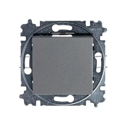 Фото №3 Переключатель 1-кл. СП Levit IP20 сталь/дым. черн. ABB 2CHH590645A6069