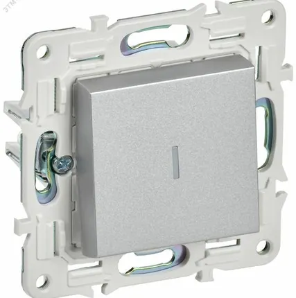 Фото №0 SKANDY Выключатель 1-клавишный проходной с индикацией 10А SK-V08S серебряный IEK