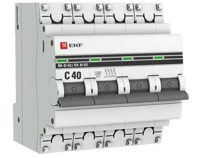 фото Выключатель автоматический модульный 4п C 40А 4.5кА ВА 47-63 PROxima EKF mcb4763-4-40C-pro