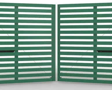 фото Распашные ворота AL-профиль горизонтальные зеленые 4000х2000 мм