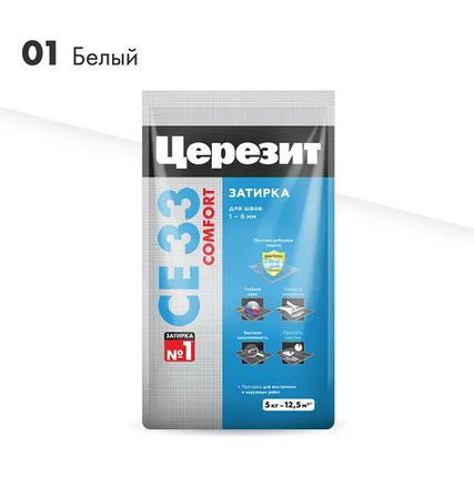 Фото №0 Затирка CE33 Ceresit белая 5кг №1