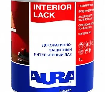 фото Лак акриловый интерьерный (с воском) 1л AURA