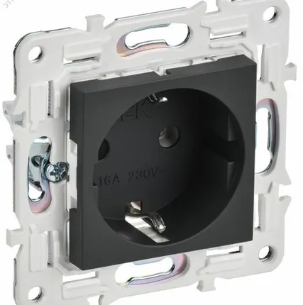 Фото №0 SKANDY Розетка с заземлением без защитных шторок 16А SK-R05G графит IEK