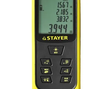 фото Дальномер лазерный Stayer 34957, диапазон измерений 0.05-60 м, точность ± 2 мм